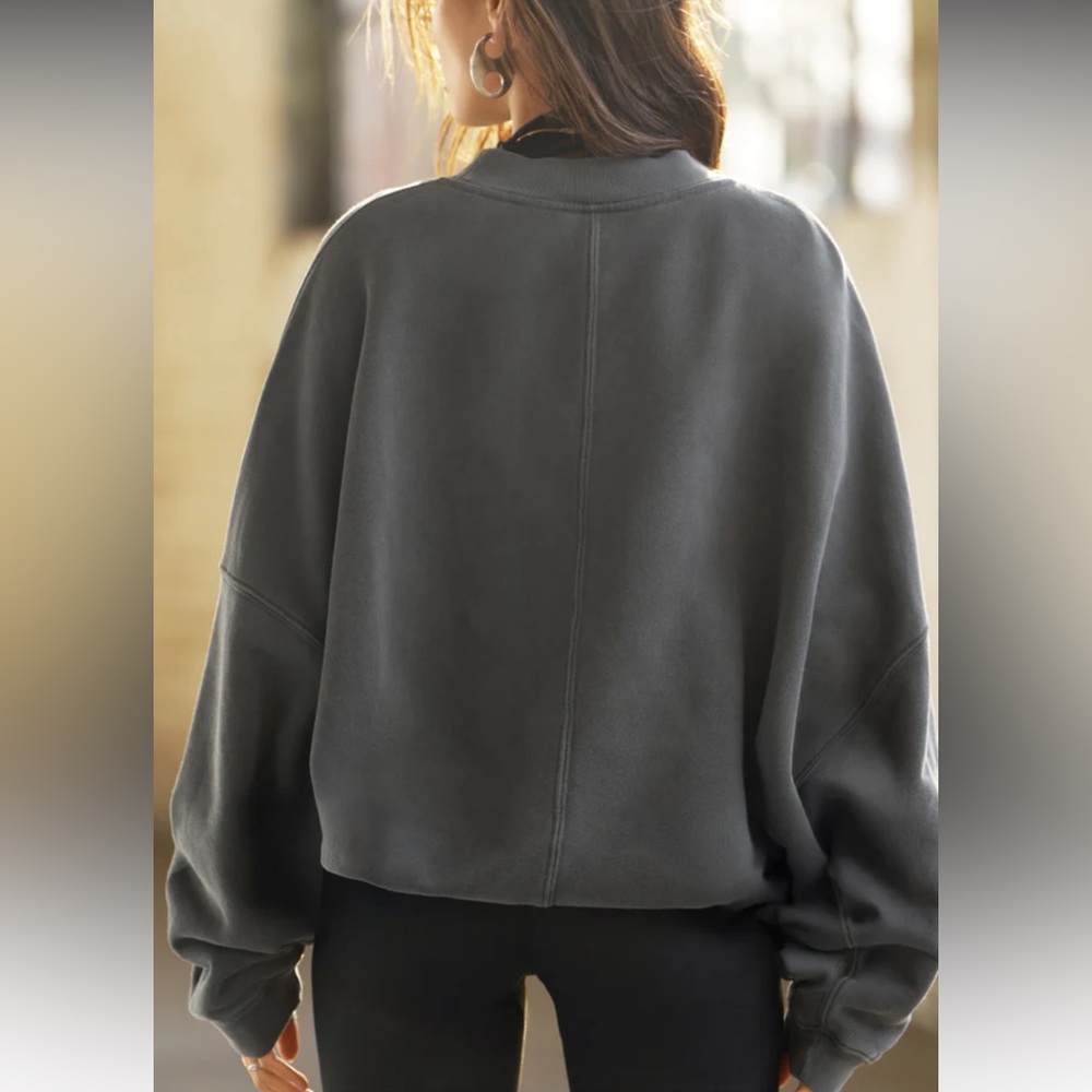 Joah Brown Oversized Pullover in Washed Black French Terry - Picture 2 of 7